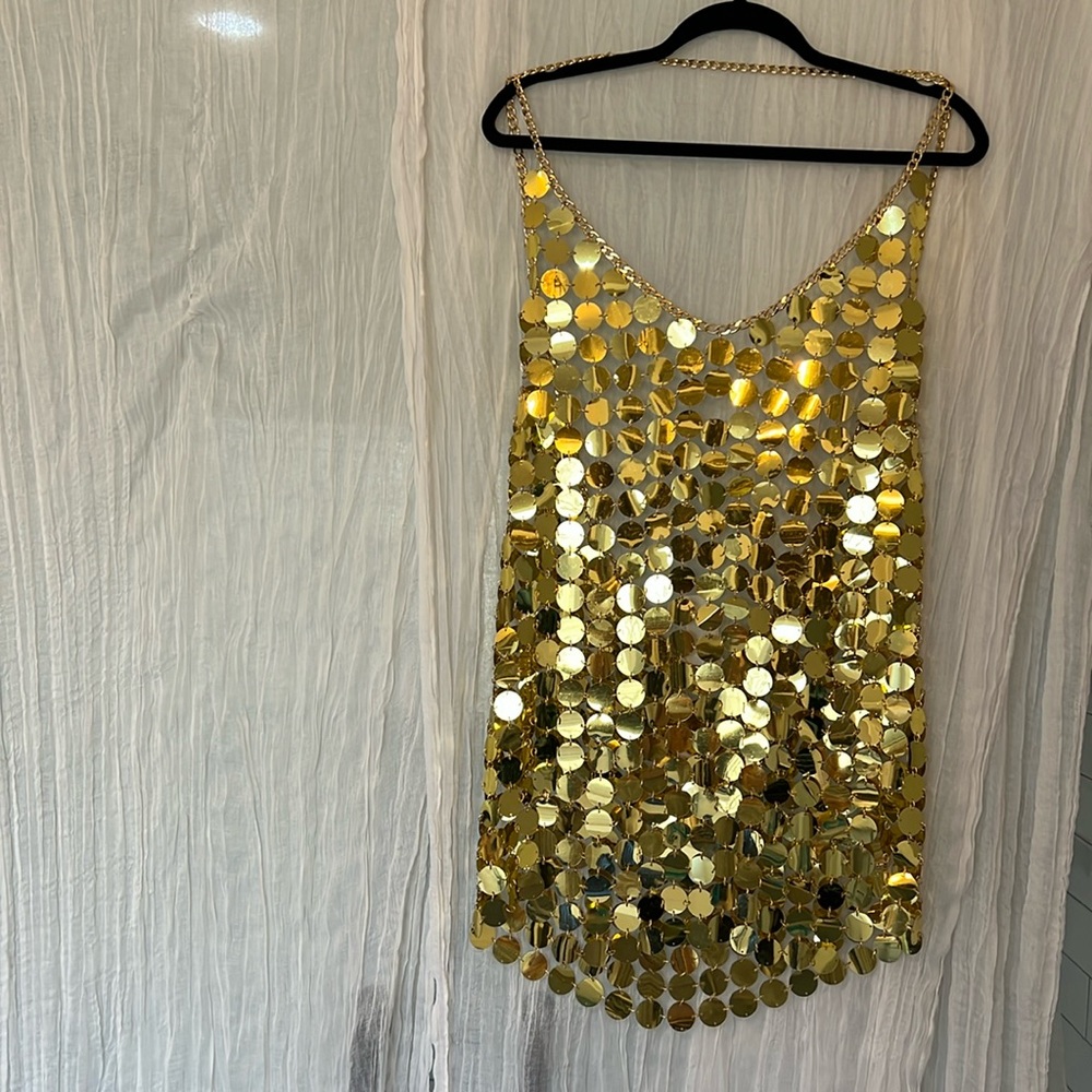 12th Tribe sequin gold dress